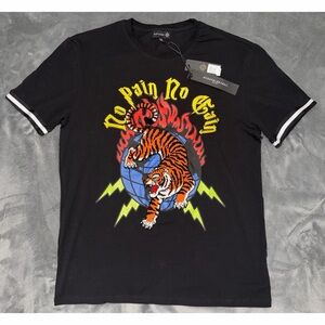 Embroidered Graphic Tee with Tiger Design